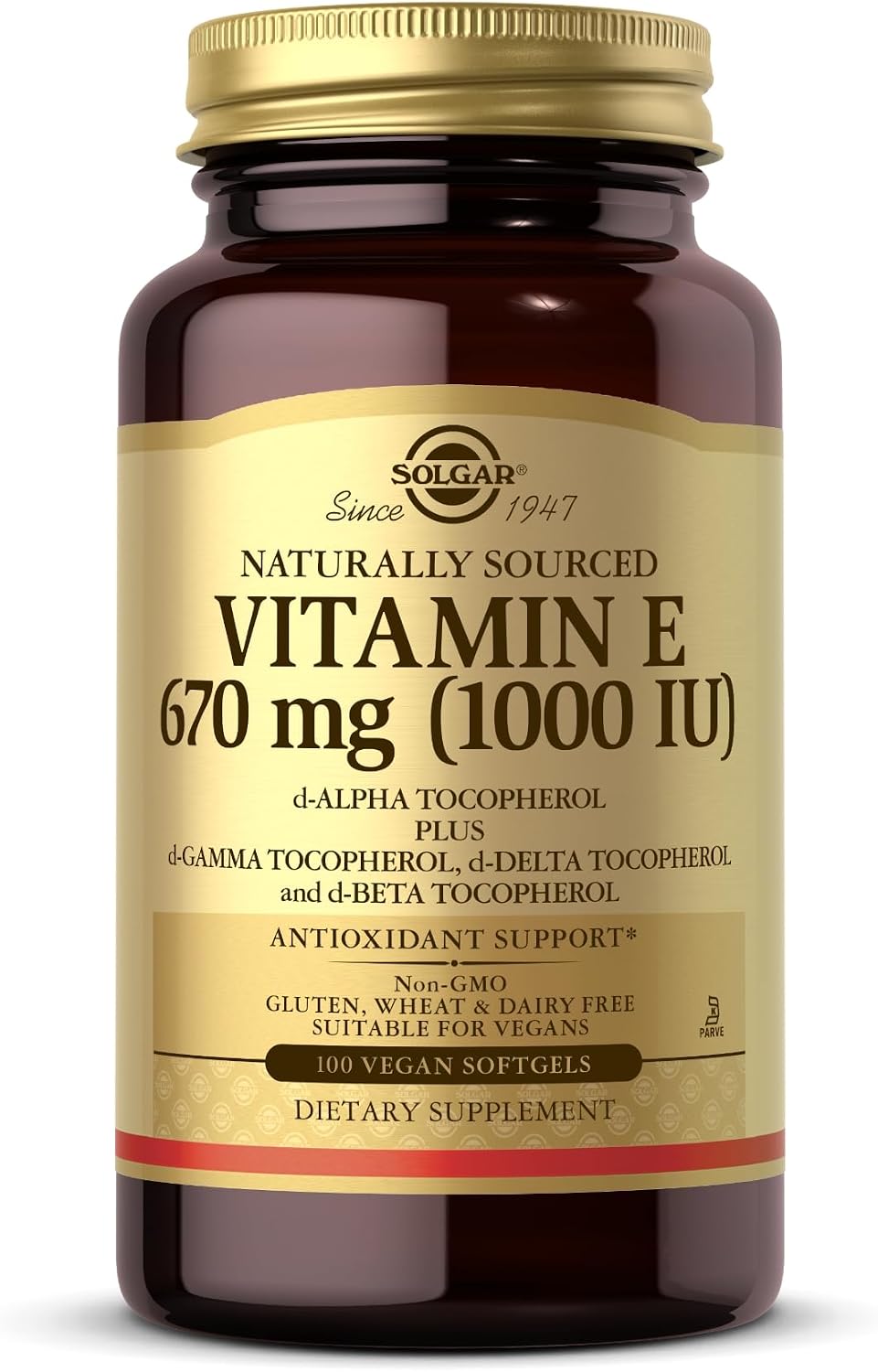 Vitamina E 670 mg (1000 UI) - Solgar 100 Cápsulas Blandas Veganas