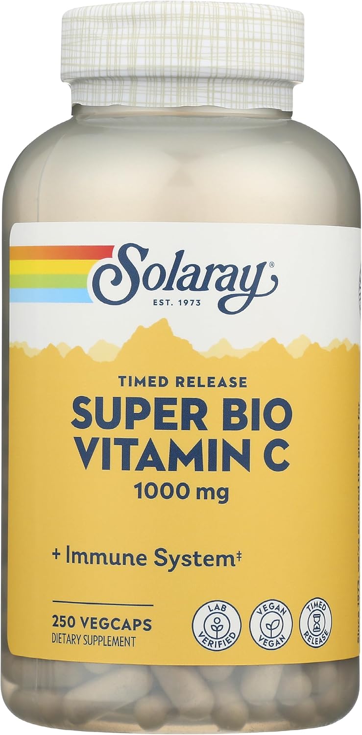 SOLARAY Super Bio Vitamina C 1000 mg, Buffered, Sustained Release with Bioflavonoids, Vegan, 100 Capsules