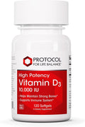 PROTOCOLO PARA EL EQUILIBRIO DE LA VIDA Vitamina D3 10.000 UI – 120 Cápsulas Blandas