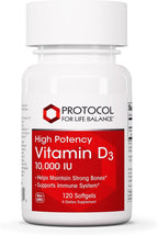 PROTOCOLO PARA EL EQUILIBRIO DE LA VIDA Vitamina D3 10.000 UI – 120 Cápsulas Blandas