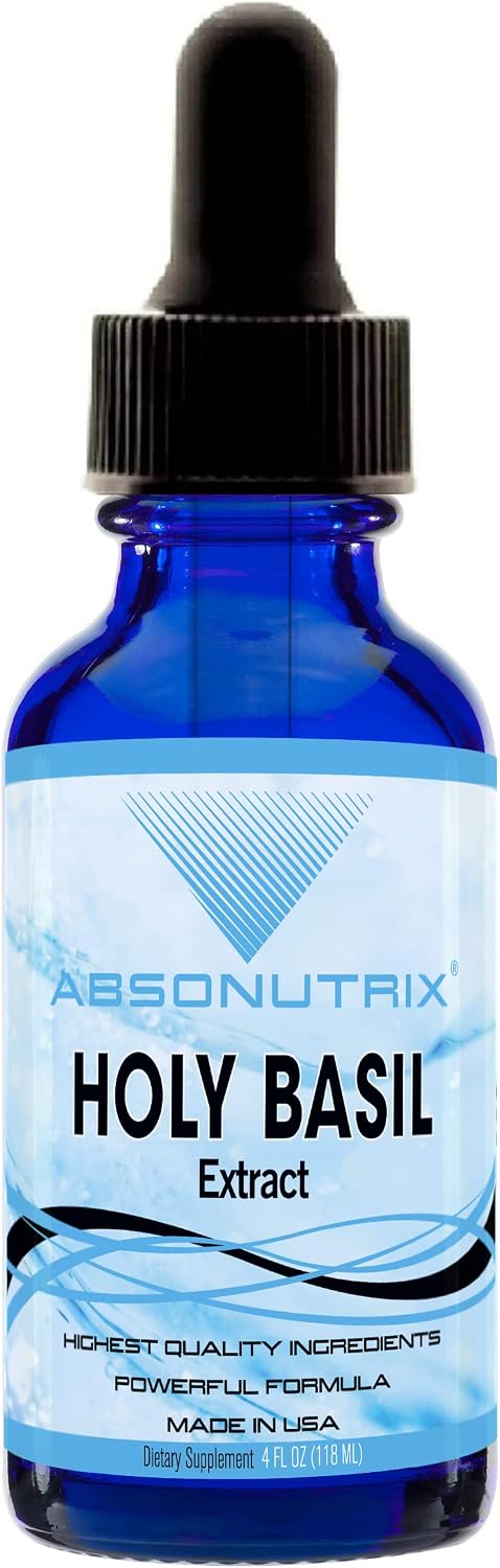 Extracto de Albahaca Santa 590 mg, 118 ml (4 oz) – Gotas de Rápida Absorción