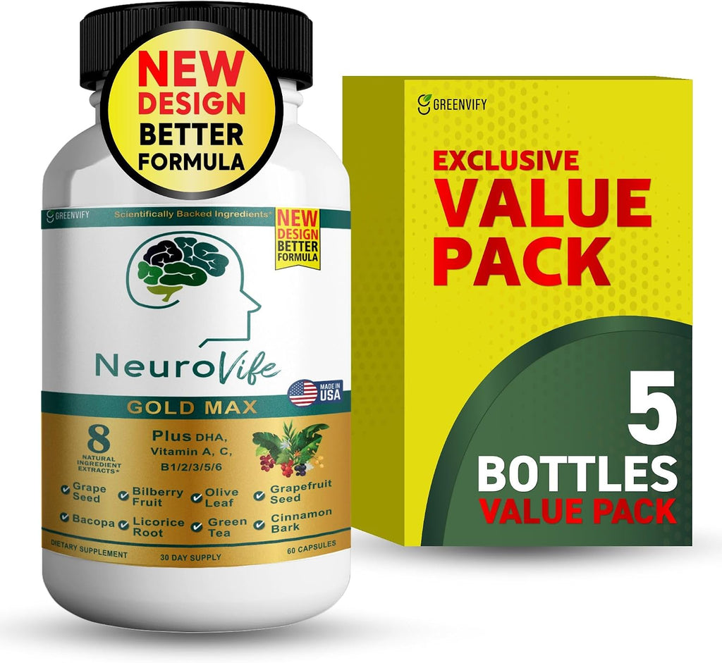 NeuroVife Gold Max Fórmula Nootrópica, Complejo para la Concentración y Claridad Cognitiva, 60 Cápsulas