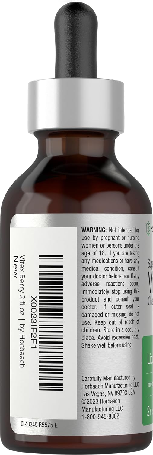 Extracto Líquido de Vitex (Baya de Casto) de Horbäach | 60 ml | Tintura Superconcentrada Sin Alcohol | Complemento Alimenticio Vegetariano, No-GMO, Sin Gluten