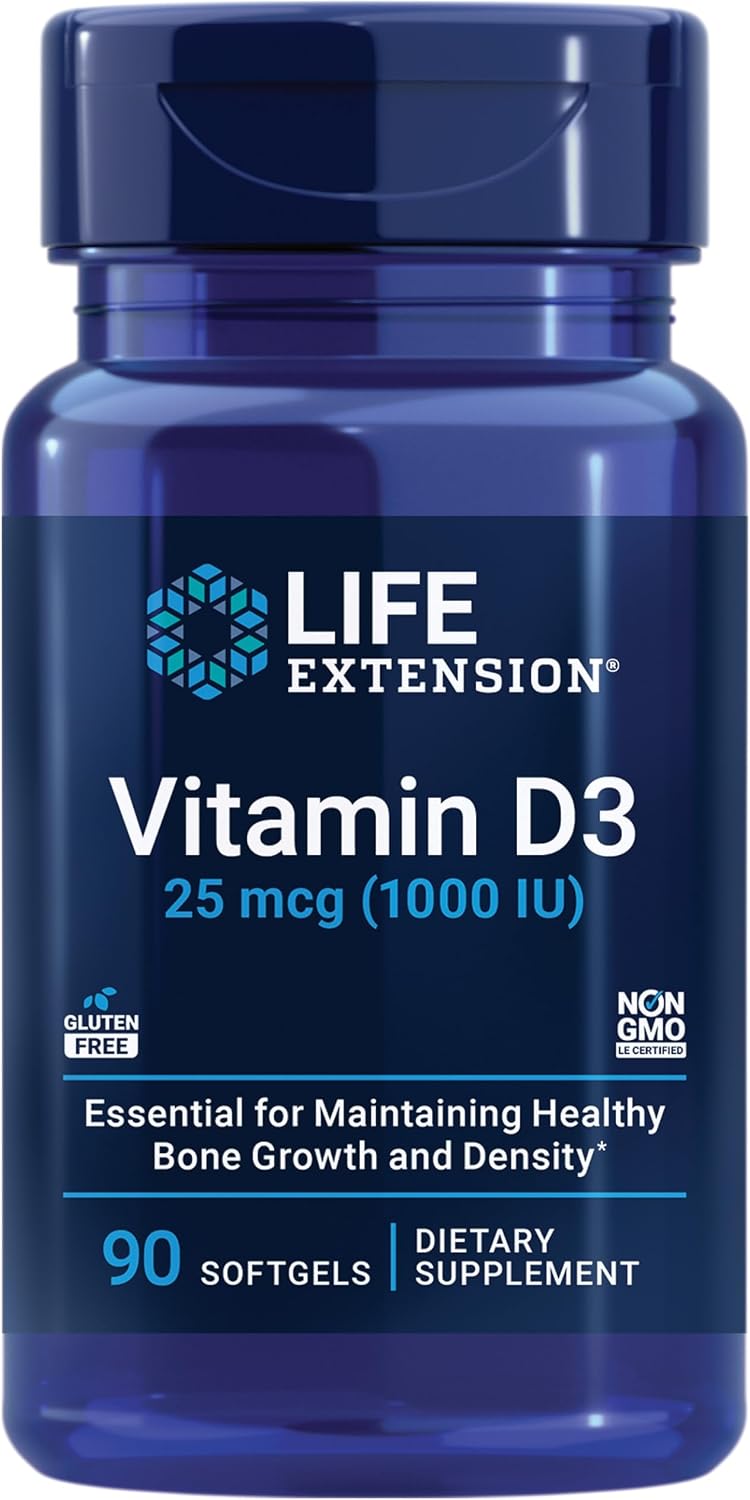 Life Extension Vitamina D3 25 mcg (1000 UI), 90 Cápsulas Blandas