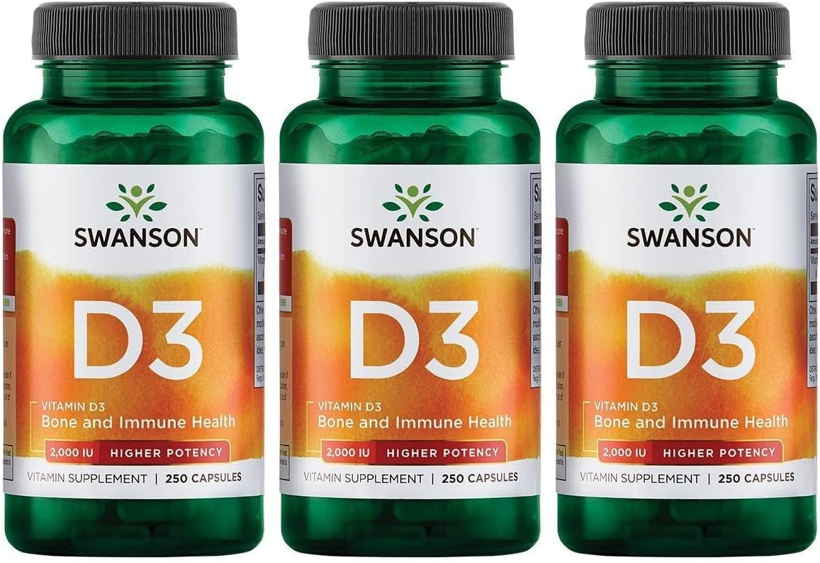 Swanson Vitamina D3 2000 IU - 250 Cápsulas (Pack de 3)