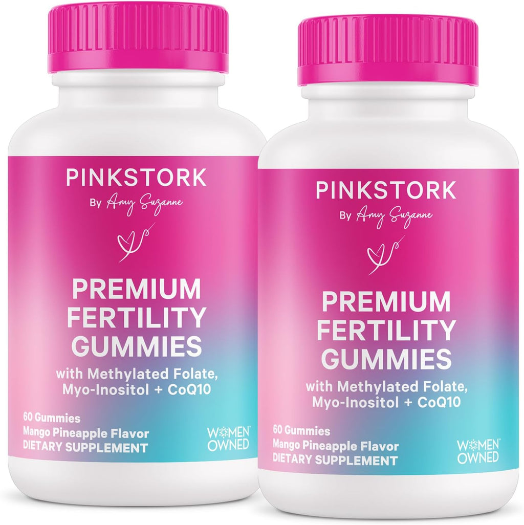 Pink Stork Gominolas de Fertilidad para Mujeres | CoQ10, Myo-Inositol, Folato Metilado | Apoyo para el Equilibrio Hormonal y la Función Ovárica | 60 Gominolas