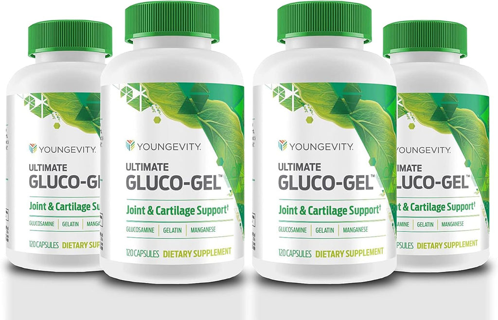 Youngevity Ultimate Gluco-Gel - For Tendons, Bones & Cartilage | Contains Glucosamine, Gelatin & Manganese | 120 Capsules | 1 Bottle