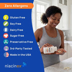 Niacinex Niacina 500mg Liberación Prolongada, 200 Comprimidos - Mínimo Enrojecimiento, Vitamina B3 Vegana