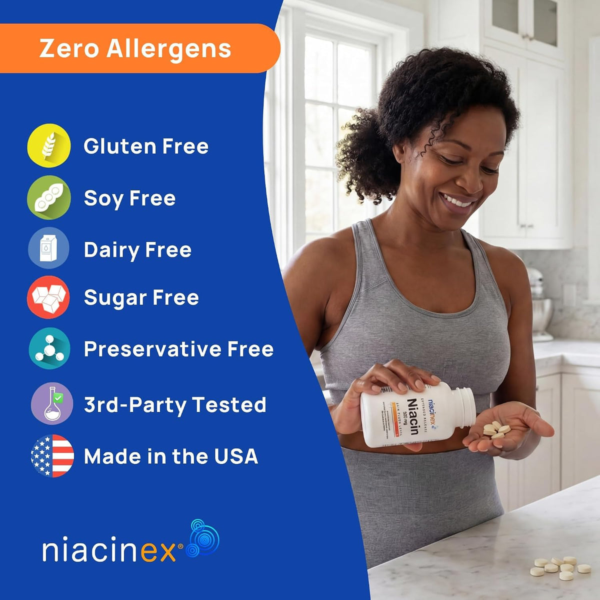 Niacinex Niacina 500mg Liberación – Función psicológica: Ayuda a la función psicológica normal. – Image 8