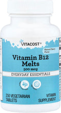 Vitacost Vitamina B12 Disolución Rápida 500 mcg - 250 Comprimidos Vegetarianos con Sabor Natural a Cereza