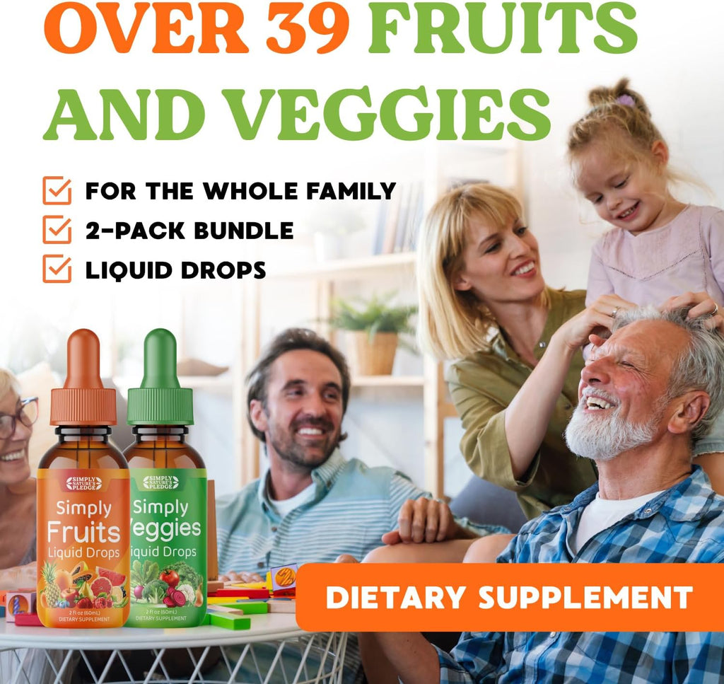 Simply Nature's Pledge - Suplemento de Frutas y Verduras - Gotas Líquidas - Superalimentos Integrales - Sin Soja - Hecho en EE. UU.