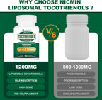 NICMIN Vitamina E Tocoferoles Liposomales 1200 mg con Fosfatidilcolina - 180 Cápsulas