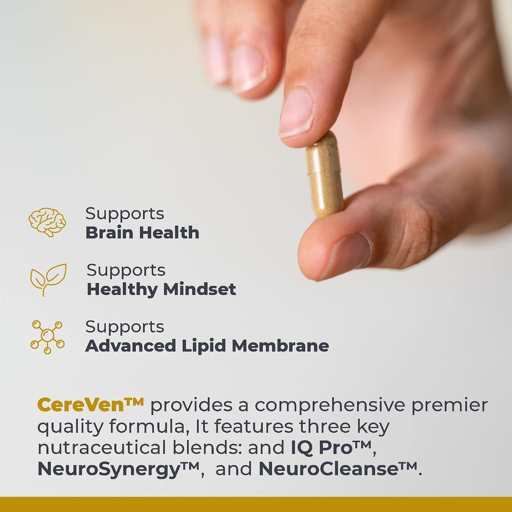 Premier Research Labs CereVen - Suplemento Cerebral Herbal para Memoria y Enfoque con Rhodiola Rosea - 60 Cápsulas Vegetarianas