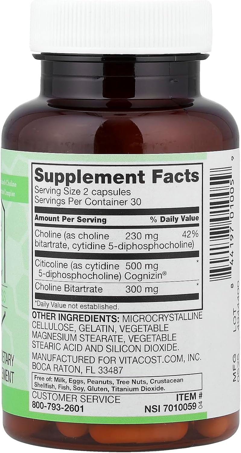 Vitacost Synergy® Neurocolina, 60 Cápsulas
