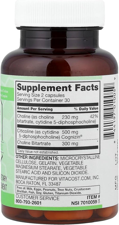 Vitacost Synergy® Neurocholine, 60 Cápsulas – Bitartrato de colina: Aporta colina adicional para potenciar los – Image 2
