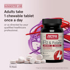 Jarrow Formulas Methyl B-12 & Methyl Folate - 60 Comprimidos Masticables