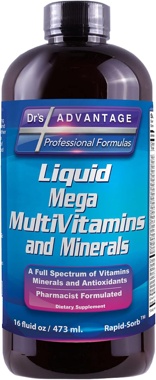 Liquid Mega MultiVitamins & Minerals - Multivitamínico y Mineral Líquido - 16 oz (473 ml) - Drs Advantage