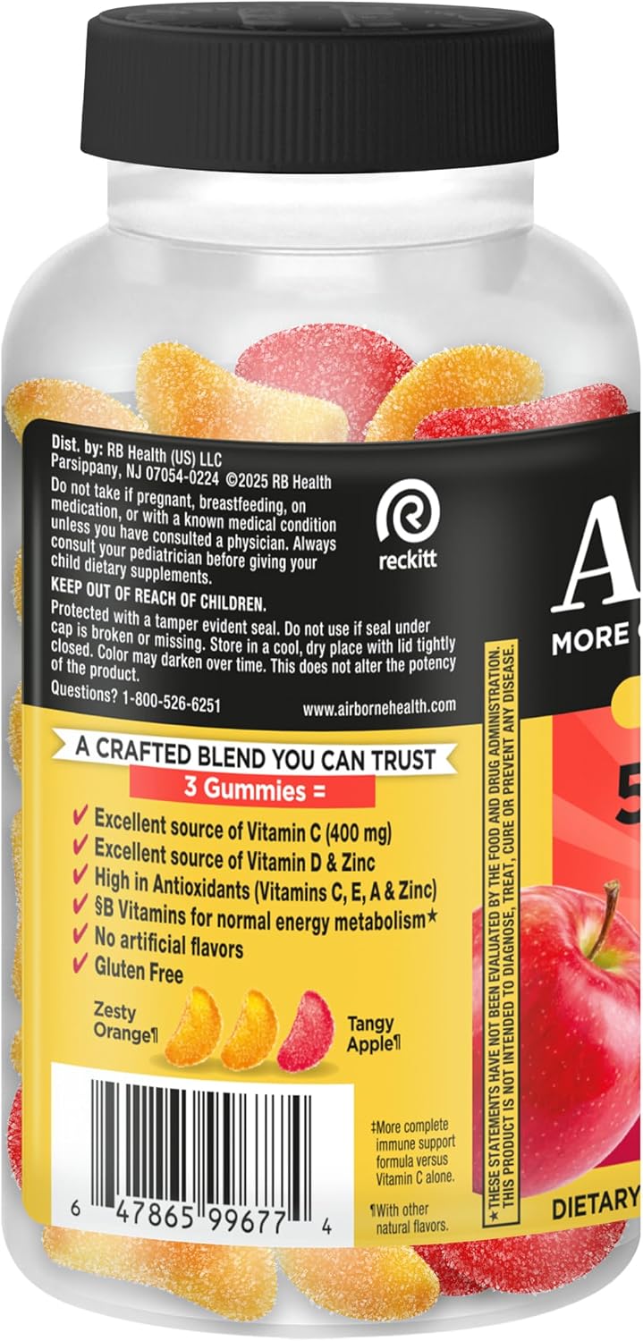 Airborne Immune Essentials Gominolas Multivitamínicas, Sabor Fruta de Huerto, 132 gominolas