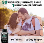 MEGAV-1 Multi-Vitamin, Superfood & Minerals - Multivitamínico Diario con Probióticos, Enzimas y Hongos (2 Paquetes, 180 Comprimidos)