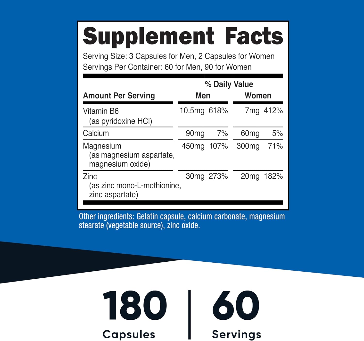 Nutricost ZMA 180 Capsules - Gluten-Free and Non-GMO ZMA Supplement
