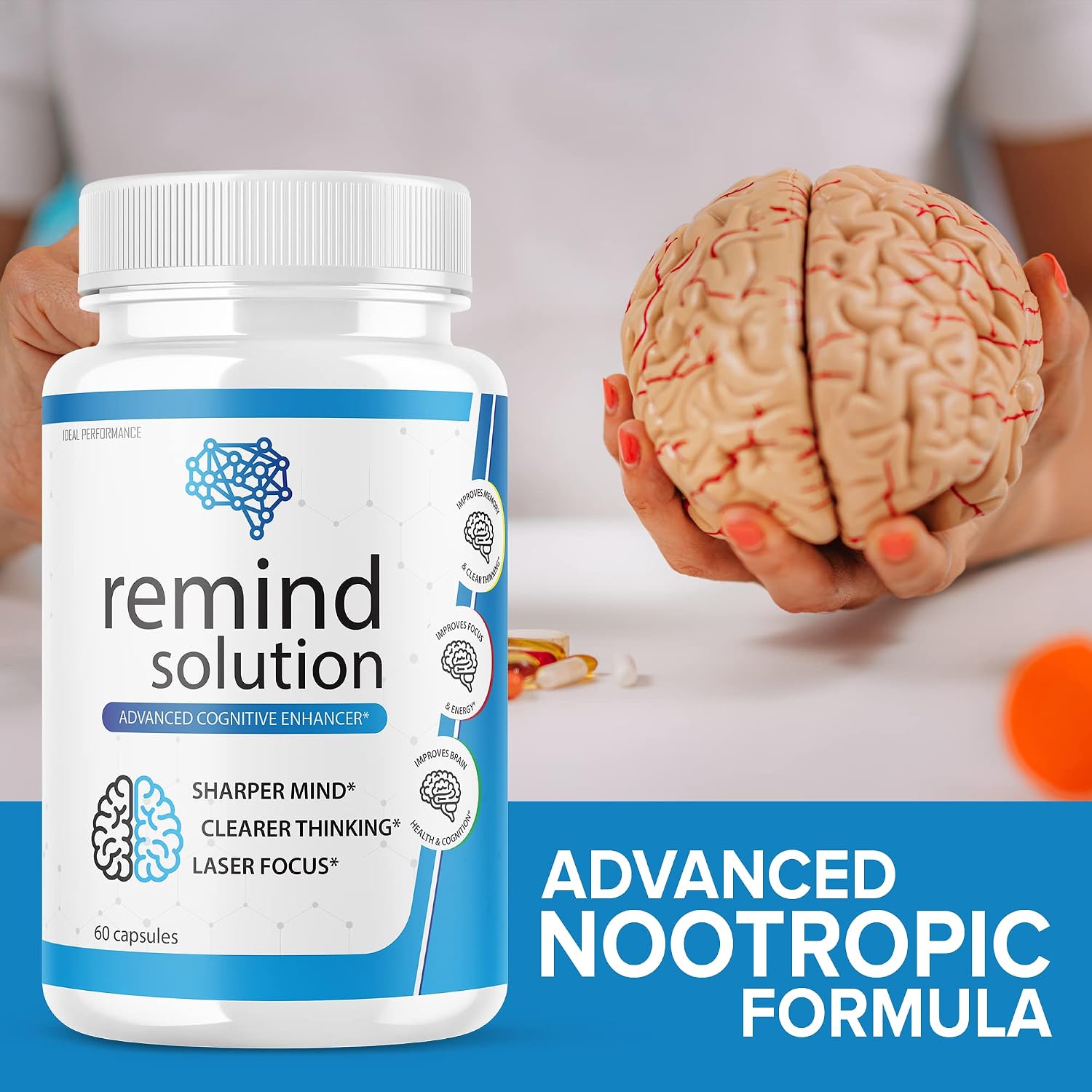 Remind Solution for Memory - Suplemento Cognitivo Avanzado, 120 Cápsulas (2 Envases)