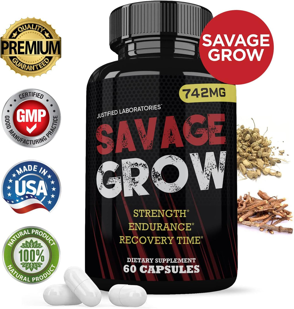 Savage Grow 742MG Fórmula Avanzada para la Salud Masculina - 60 Cápsulas