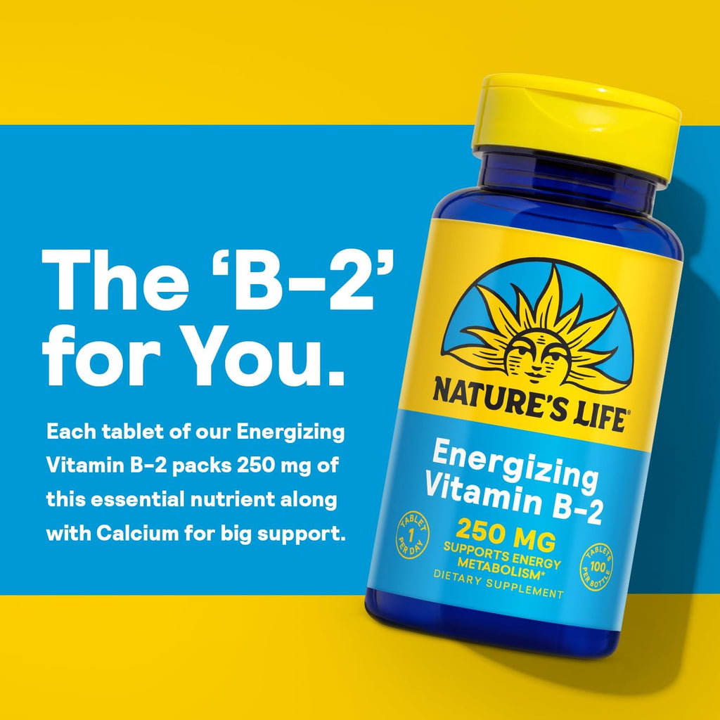 Nature's Life Vitamina B-2 250 mg - Riboflavina de Alta Potencia - 100 Comprimidos