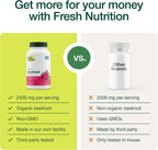 Fresh Nutrition Cápsulas de Remolacha Orgánica - 2400mg por Dosis - 90 Cápsulas