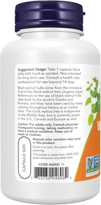 NOW Foods Suplemento de Cáscara de Nuez Negra (Juglans nigra) 500 mg, 100 Cápsulas Vegetales