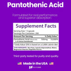 Healthfare Ácido Pantoténico 500mg Vitamina B5 | 200 Cápsulas Veganas