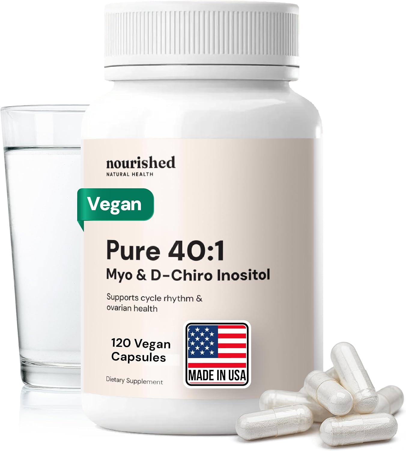 Nourished 40:1 Myo-inositol & D-Chiro Inositol - Suplemento para Mujer - 120 Cápsulas