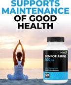 Renew Actives Benfotiamina 100 mg – Apoya la producción de energía y el bienestar general – Vegano, No transgénico, Sin gluten – 120 cápsulas