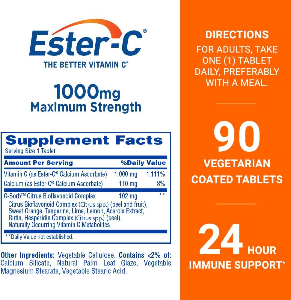Ester-C Vitamina C, 1000 mg, 90 Comprimidos Recubiertos
