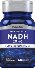 Piping Rock NADH CoQ10, 20 mg, 60 Cápsulas, Mega Fuerza, Sin OGM, Sin Gluten