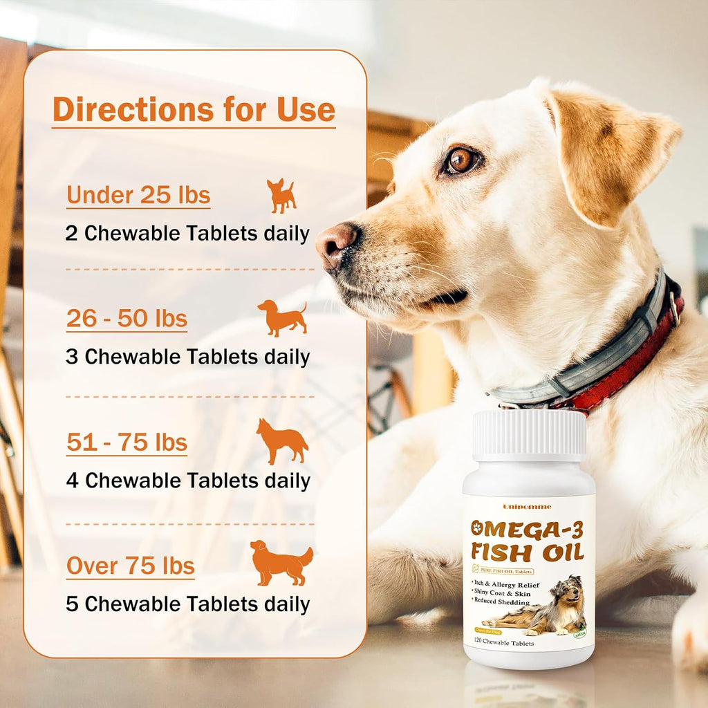 Unipomme Aceite de Pescado Omega 3 para Perros - Alivio de Alergia y Picor