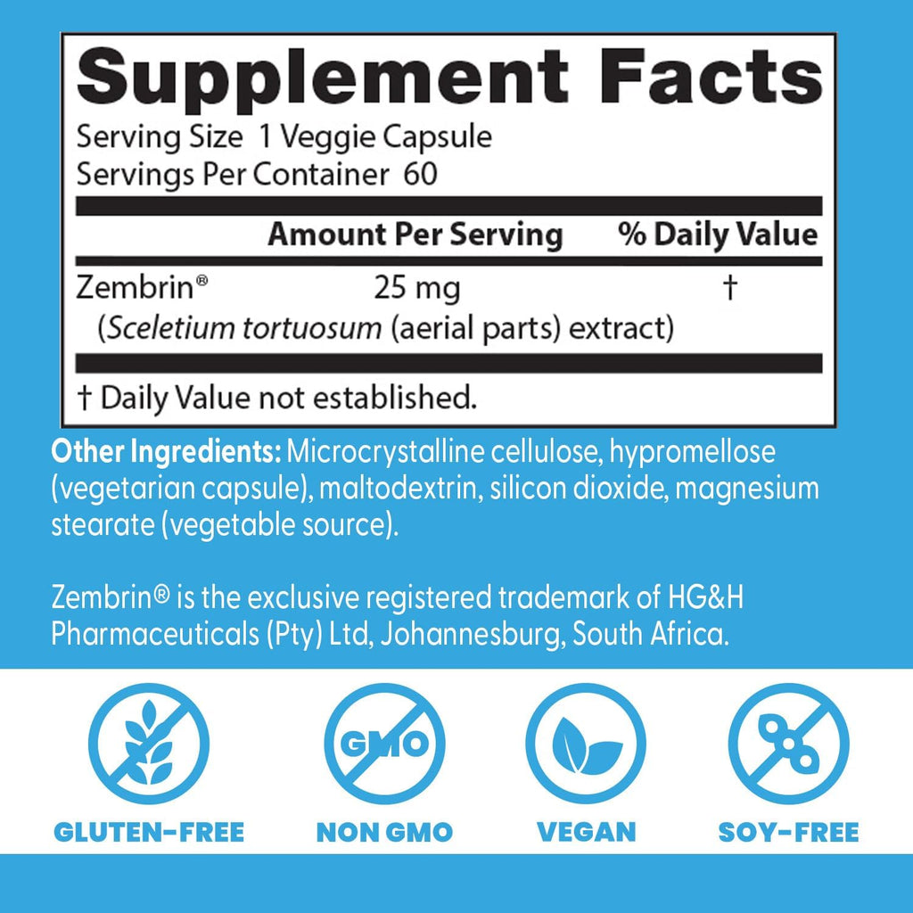 Doctor's Best Calm-Z - Suplemento de Zembrin (Sceletium tortuosum) 25 mg, 60 Cápsulas