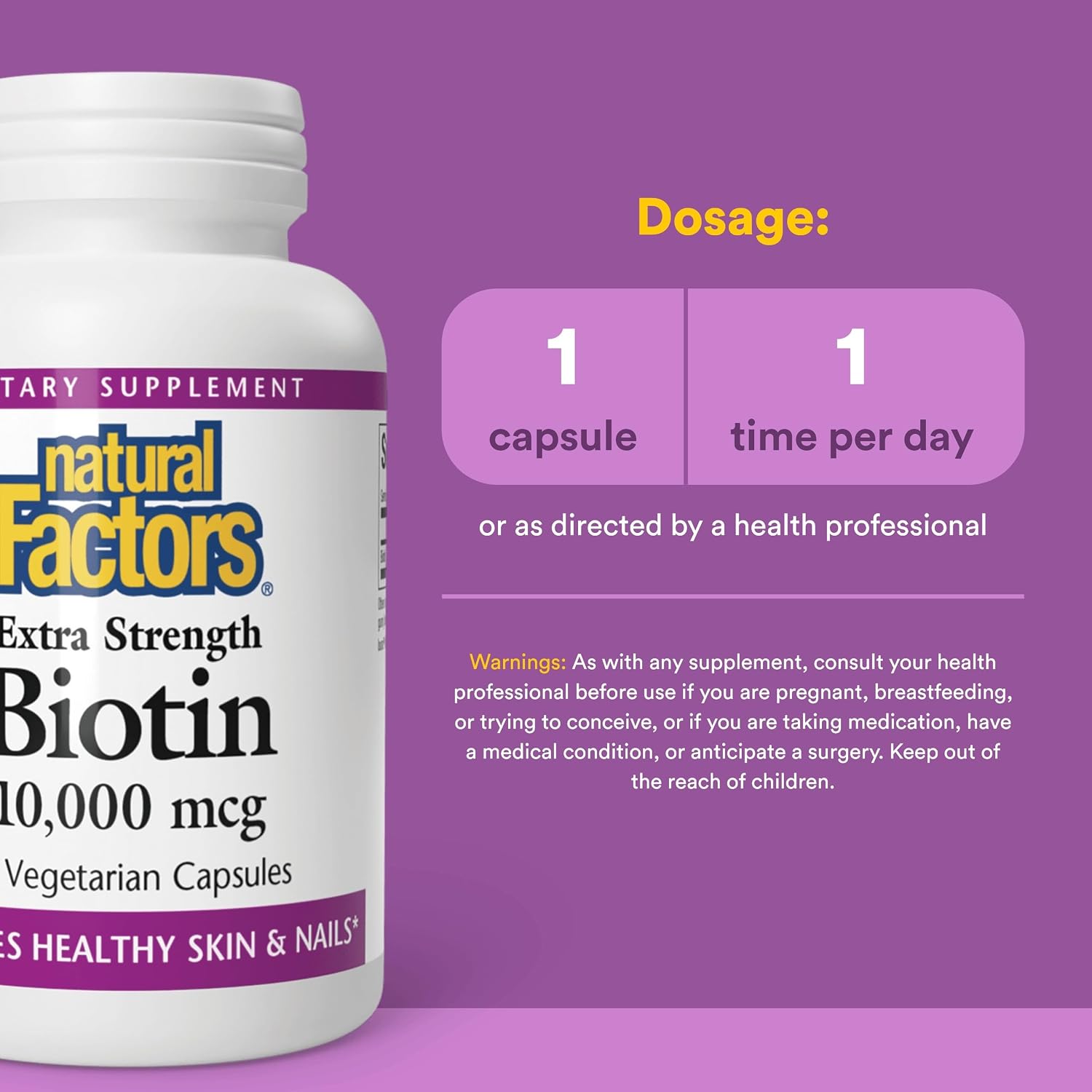 Natural Factors Biotina 10000 mcg, 60 cápsulas