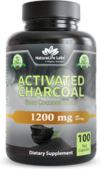 NaturaLife Labs Carbón Activado 1200 mg por dosis - 100 Cápsulas Veganas - No GM, Sin Gluten, Vegano