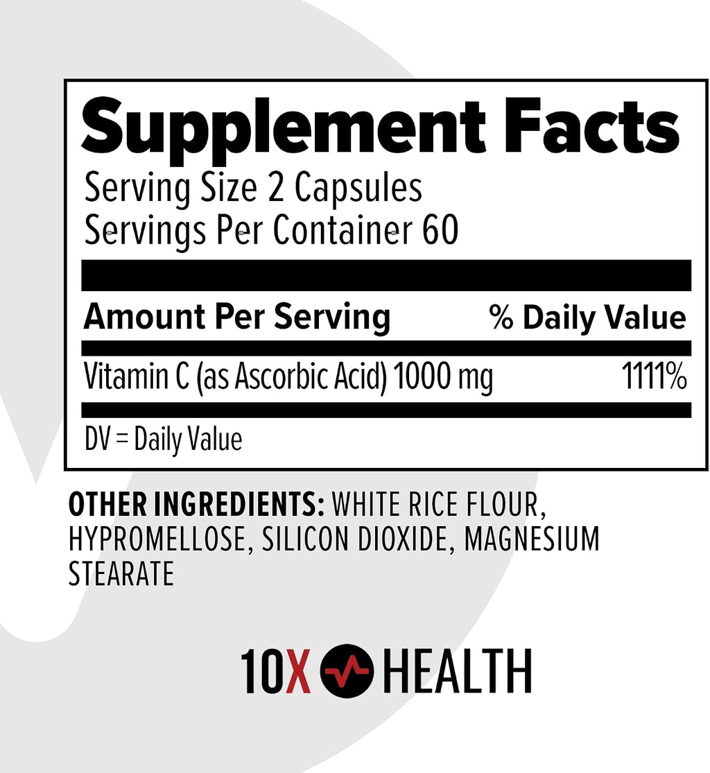 Vitamina C 1000 mg - 120 Cápsulas | 10X Health System
