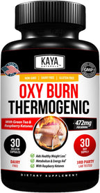 Kaya Naturals Oxy Burn - Fórmula Termogénica Herbal para un Estilo de Vida Activo – No-GMO y Sin Gluten – 30 Comprimidos