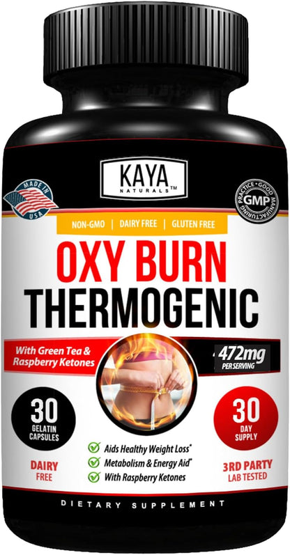 Kaya Naturals Oxy Burn - Fórmula Termogénica Herbal para un Estilo de Vida Activo – No-GMO y Sin Gluten – 30 Comprimidos – Image 1