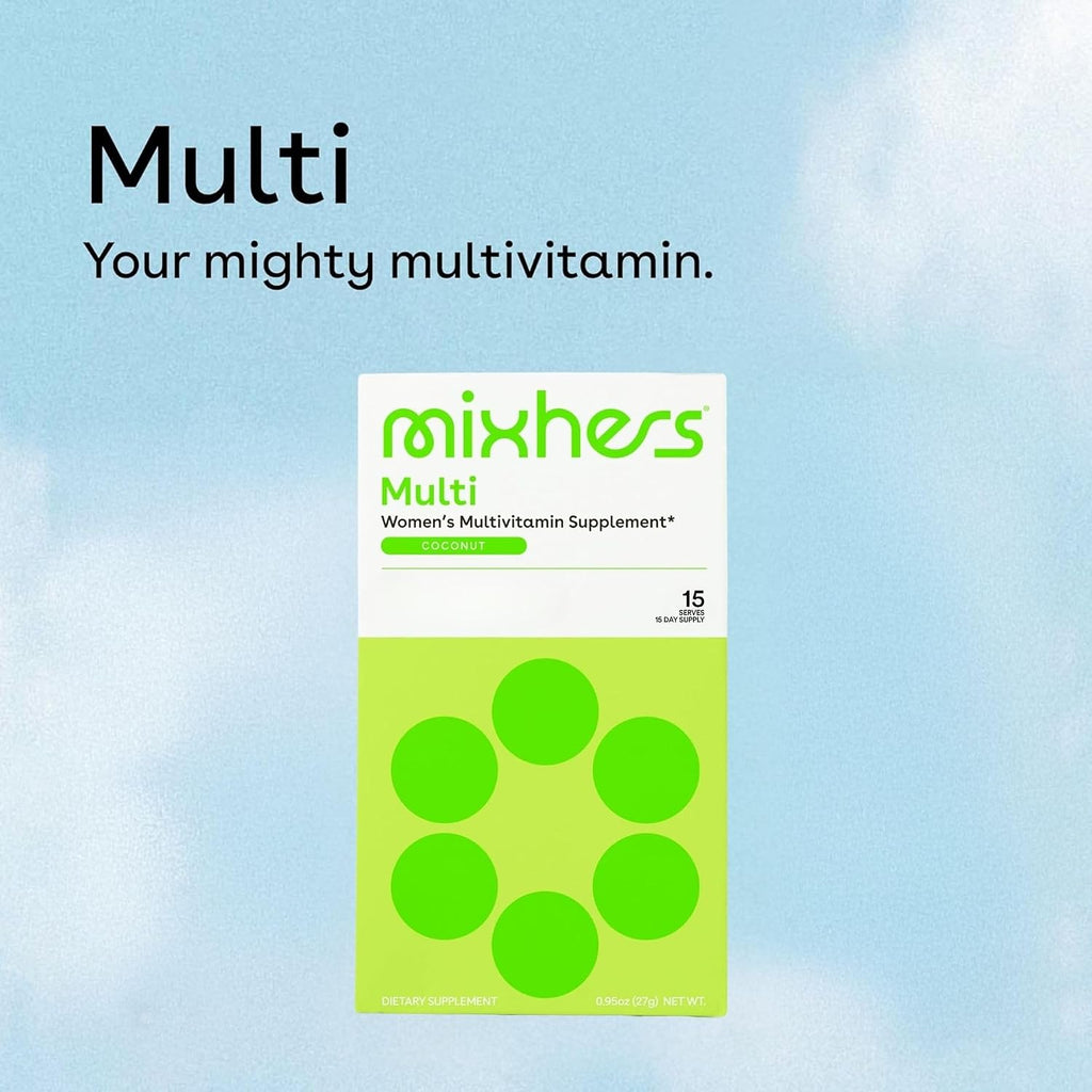 MIXHERS Multi - Multivitamínico en polvo para mujeres - 15 sobres - Sabor coco