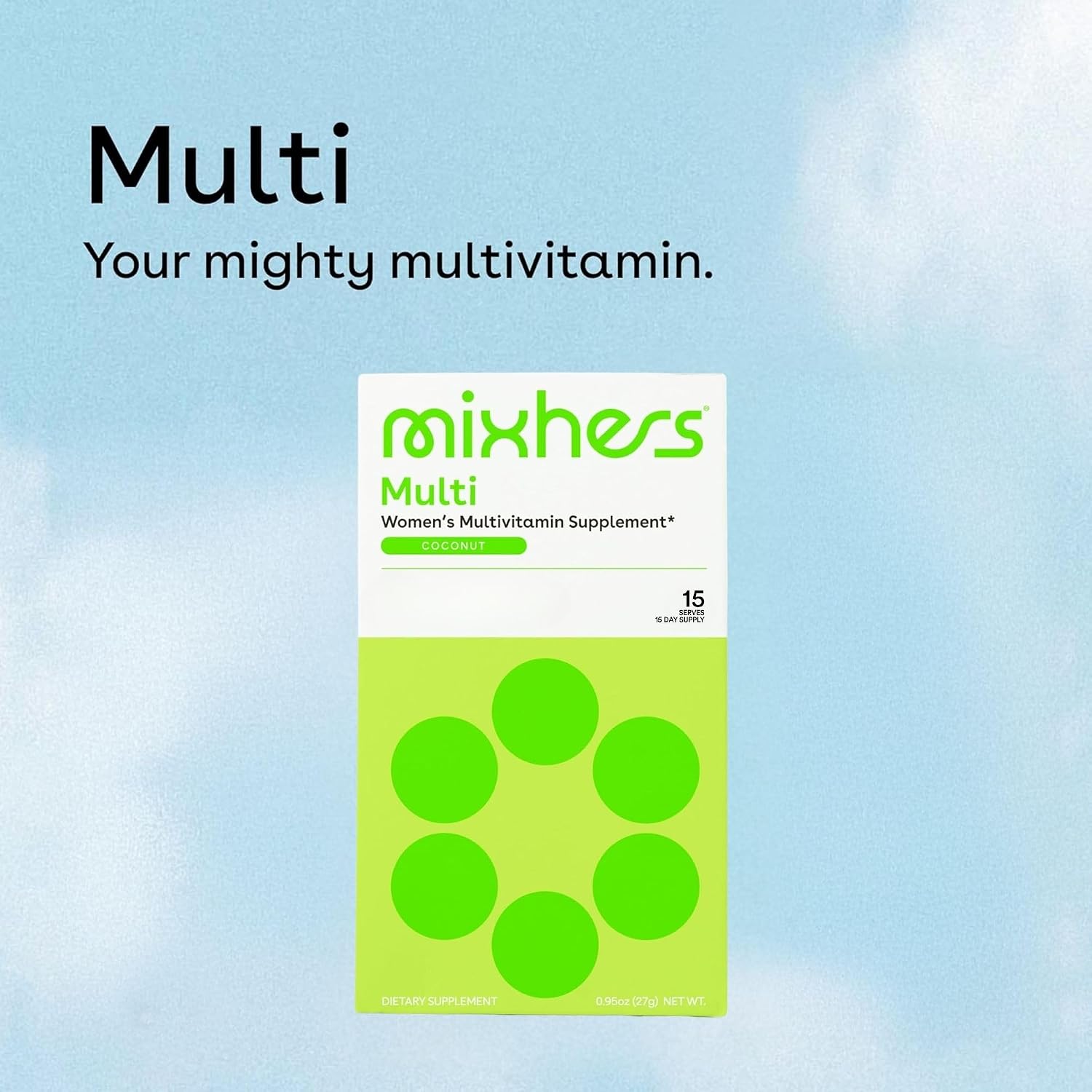 MIXHERS Multi - Multivitamínico en polvo para mujeres - 15 sobres - Sabor coco