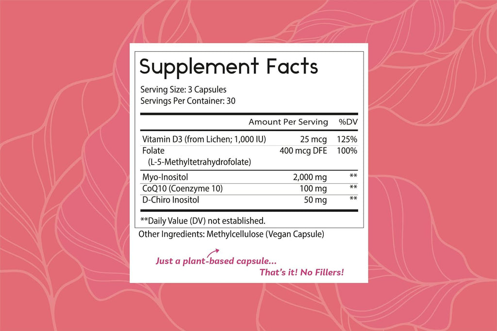 Thomas' all-natural Remedies Myo Inositol & D-Chiro Inositol 40:1 con Folato, Vitamina D3 y CoQ10 - 90 Cápsulas Veganas