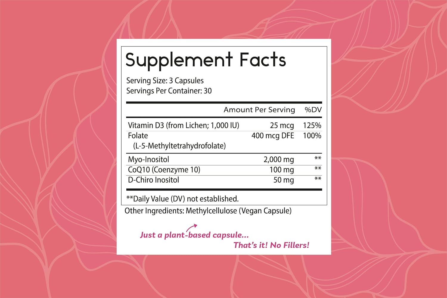 Thomas' all-natural Remedies Myo Inositol & D-Chiro Inositol 40:1 con Folato, Vitamina D3 y CoQ10 - 90 Cápsulas Veganas