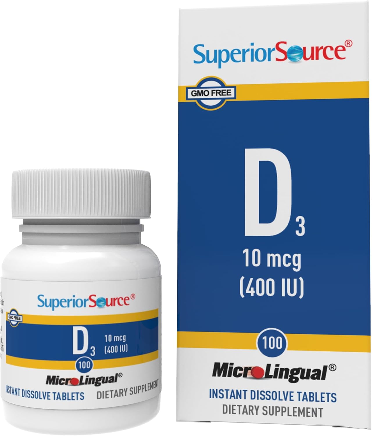 Superior Source Vitamina D3 400 UI - 100 Comprimidos Sublinguales