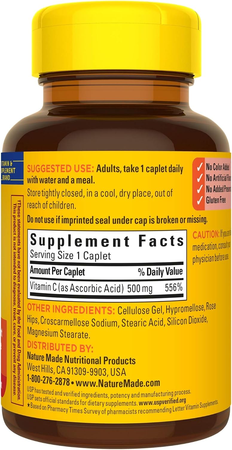 Vitamina C 500 mg con Escaramujo - Nature Made (130 Caplets)