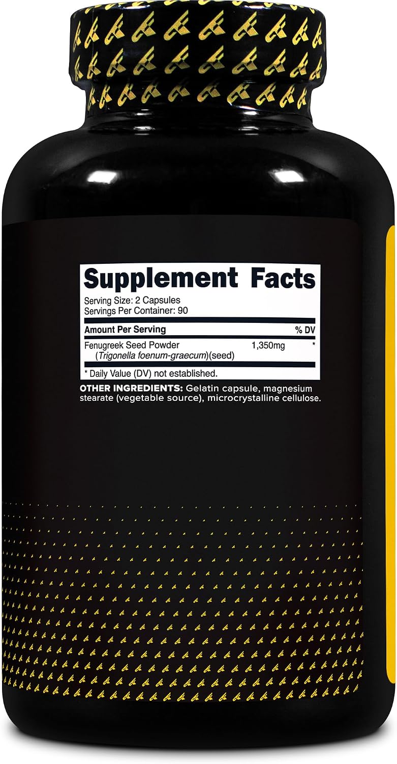 Primaforce Fenugreek Seed Capsules (180 Cápsulas / 1350 mg por dosis, dosis de 2 cápsulas) - Complemento Herbal Premium para Hombres y Mujeres, No Transgénico, Sin Gluten