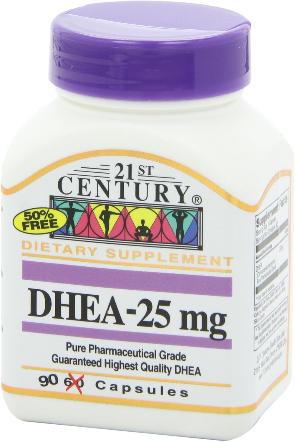 21st Century DHEA 25 mg Cápsulas, 90 Cápsulas (Paquete de 2)
