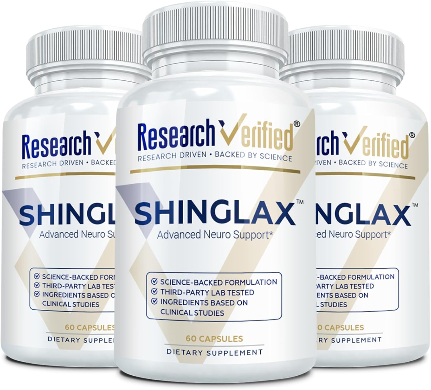 Research Verified Shinglax - Melisa, Enzimas Proteolíticas, Complejo de Hongos, Complejo B, Orégano, Zinc - Sin OGM, Hecho en EE.UU. - 180 Cápsulas (3x60)